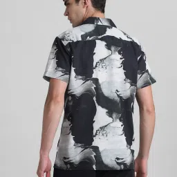 Jack & Jones Jet Black Cotton Regular Fit Printed Shirt image 2