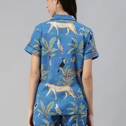 Divena Blue Cotton Printed Shirt & Shorts Set image 2