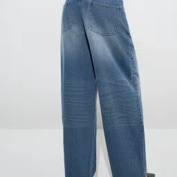 nuon women Nuon by Westside Dark Blue Washed Relaxed-Fit High-Rise Jeans image 2
