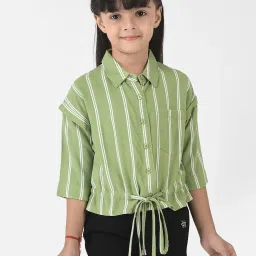 Crimsoune Club Kids Green Striped Shirt image 1