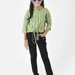 Crimsoune Club Kids Green Striped Shirt image 5