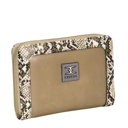 Esbeda Beige Animal Effect Zip Around Wallet for Women image 2