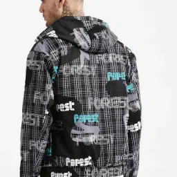showoffff Showoff Black Slim Fit Printed Hooded Jacket image 2