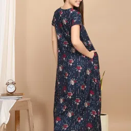 Sweet Dreams Blue Cotton Print Short sleeve Night Dress image 2