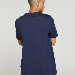 Puma Essentials Navy Regular Fit Logo Print Cotton T-Shirt image 2