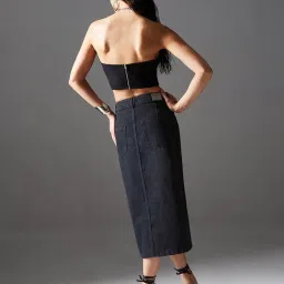 Miss Chase Black Solid Skirt image 2