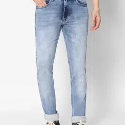 HJ HASASI Light Blue Regular Fit Heavily Washed Jeans-image-82