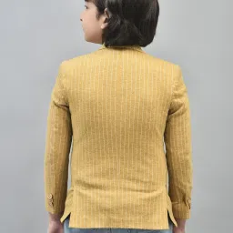 Crimsoune Club Kids Mustard Striped Full Sleeves Blazer image 2