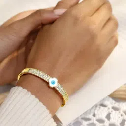 Rubans Gold Cubic Zirconia Detailing Cuffs Bracelet image 2