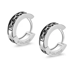 Police Chainset Black Huggie Earrings image 2