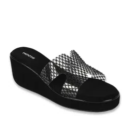 Mochi Women's Black Casual Wedges image 2