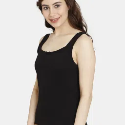 Rosaline by Zivame Black Cotton Camisole image 3