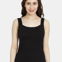 Rosaline by Zivame Black Cotton Camisole image 1