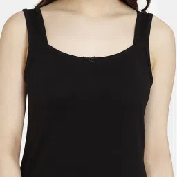 Rosaline by Zivame Black Cotton Camisole image 5
