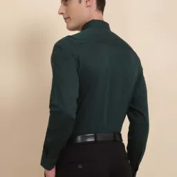 Allen Solly Bottle Green Cotton Slim Fit Texture Shirt image 2