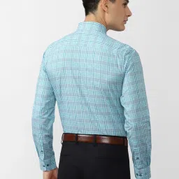 Peter England Blue Slim Fit Checks Shirt image 2