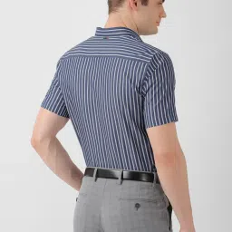 Peter England Blue Regular Fit Striped Shirt image 2