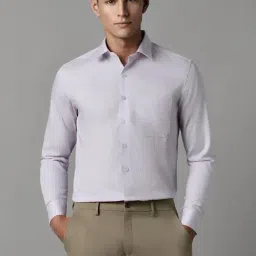 Louis Philippe Lilac Cotton Slim Fit Striped Shirt-image-13