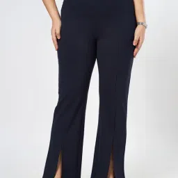 Honey Curvytude by Pantaloons Navy Solid Trousers-image-93