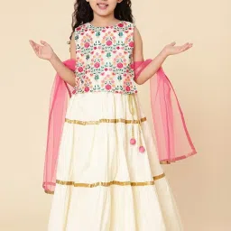 A.T.U.N. Kids Multicolor Embroidered Lahenga Choli image 1