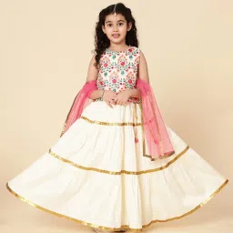 A.T.U.N. Kids Multicolor Embroidered Lahenga Choli image 4