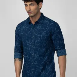 Spykar Blue Cotton Slim Fit Printed Shirt image 3
