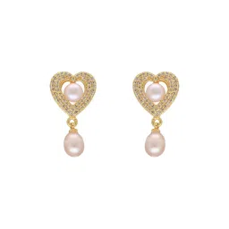 Sri Jagdamba Pearls Symbol of Love Pearl White & Golden Necklace and Earring Set image 4