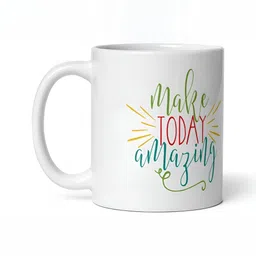 Mr UVD White & Green Typography Printed Ceramic Glossy Mug - 350 ml image 4