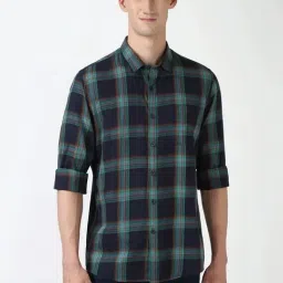 Peter England navy Checks Shirts-picture-29