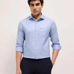 The Bear House Blue Polycotton Solid Regular Fit Shirt-image-58