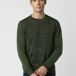 Peter England Green Regular Fit Camouflage Sweatshirt-picture-34
