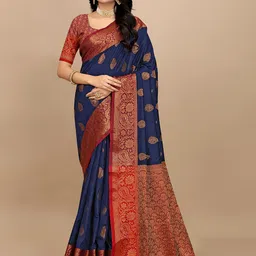 Pionex Women Ethnic Motifs Zari Pure Silk Saree-image-6
