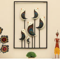 vedas Mystic Indiana Black & Off White Textured Metal Lois Birds Wall Decor-picture-14