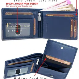 Hornbull Men Buttler Leather RFID Protected Navy Wallet & Brown Belt Accessory Gift Set image 2