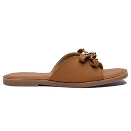 ERIDANI Women Embellished Open Toe Flats with Bows image 3