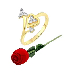 Vighnaharta Gold-Plated CZ-Studded Adjustable Finger Ring-picture-28