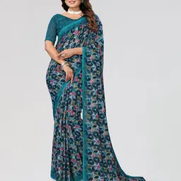 Moda Rapido Geometric Printed Poly Georgette Saree-image-22