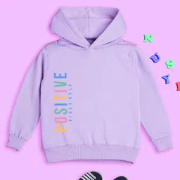 NUSYL Full Sleeves Positive Vibes Only Text Printed Sweatshirt - Purple-image-57