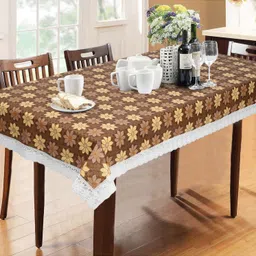 Dakshya Industries PVC Waterproof 6 Seater Dining Table Cover - Brown-picture-17