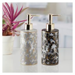 Kookee Ceramic Soap Dispenser liquid handwash pump for Bathroom, Set of 2, Black/Grey (10531)- 400 ml-picture-44