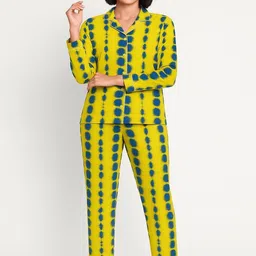 GAB Women Tie and Dye Printed Lapel Collar Shirt With Pyajamas-picture-26