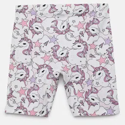 Mackly Pack of 2 Cotton Elastane Solid & Unicorn Printed Shorts - Multi Colour & Turquoise Blue image 4