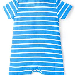 Babyhug Interlock Knit Half Sleeves Rompers With Animal & Beach Theme Print Pack of 2 - Yellow & Blue image 3