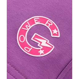 Doreme Terry Knit Knee Length Shorts with Text Print - Purple image 3