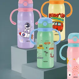 Milton Beige & Orange Stainless Steel Printed Vacuum Water Bottle - 625 ml image 4