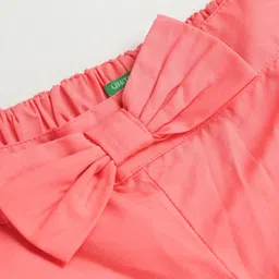 UCB Cotton Woven Knee Length Shorts with Bow and Frill Detailing - Orange image 4