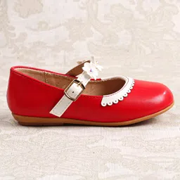 Cute Walk by Babyhug Ballerina With Buckle Closure & Floral Applique - Red image 4