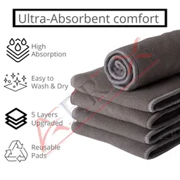 AEREX Reusable Baby Cloth Diapers For 6 Months to 3 Years With 2 Black Insert Pad Leak Proof Washable Diapers For New Born Babies Adjustable Pocket Cloth Diaper Nappies (Yellow & Purple) image 4