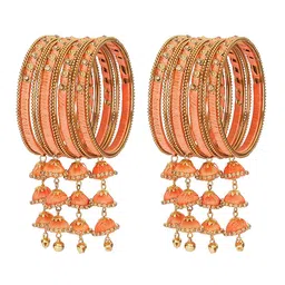 ZULKA Set Of 24 Metal With Silk Thread Latkan & Stone Studded Bangles-image-78