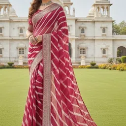 Moda Rapido Leheriya Print Pure Georgette Leheriya Saree with Unstitched Blouse Piece-image-21